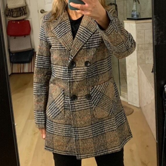 Classic Plaid Print Button Pockets Coat Jacket - Picture 10 of 12
